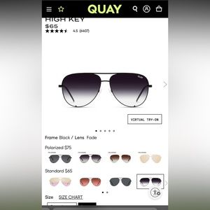 Quay High Key Sunglasses in the color frame black/lens fade. Large lens size